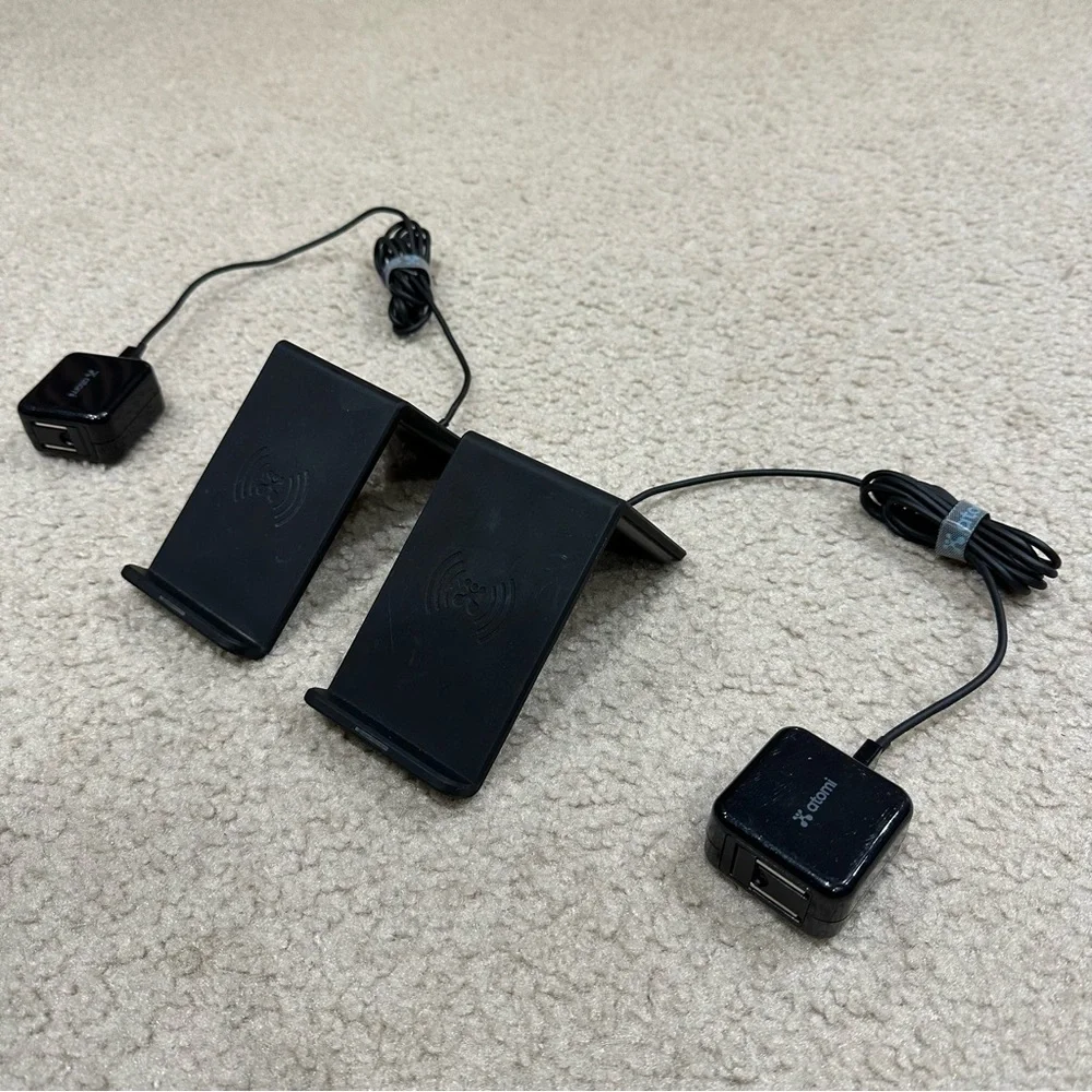 Set of 2 Atomi Qi Wireless Charge Stand Smartphone Chargers